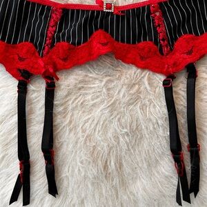 Red and Black Lace Garter Belt